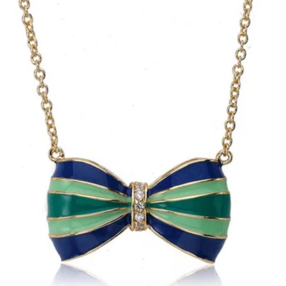 Little Miss Twin Stars Enamel Bow Necklace